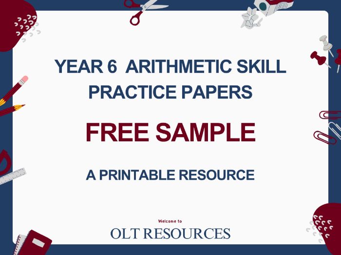 FREE Year 6 Maths Arithmetic Skills Practice Paper - SAMPLE