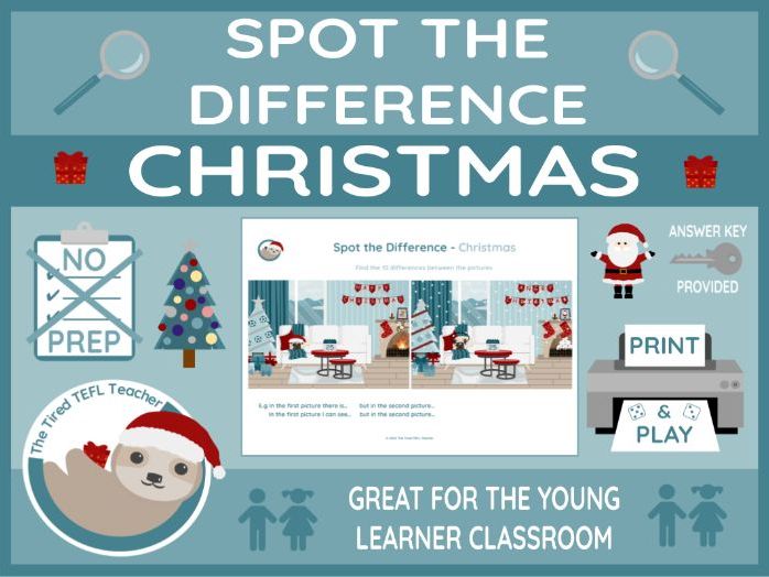 ESL Christmas Spot the Difference Activity