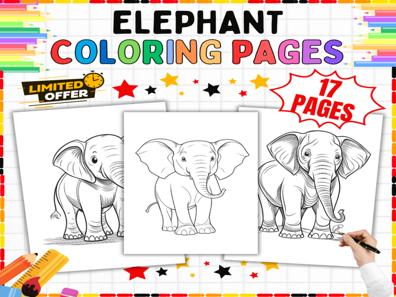 Elephant Coloring Pages | 17 Printable Safari Worksheets | Wildlife Animal Colouring Sheets