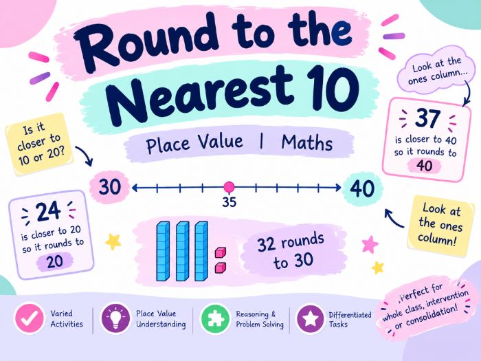 Round to the Nearest 10 | Place Value | Maths