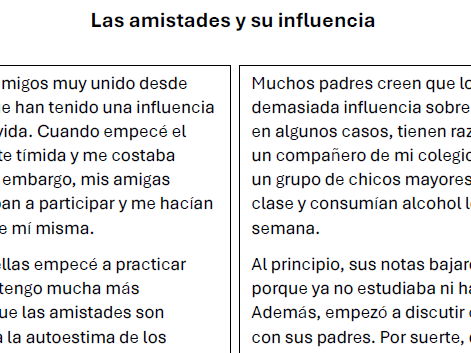 Las amistades y su influencia - A LEVEL family, relationships & friendships