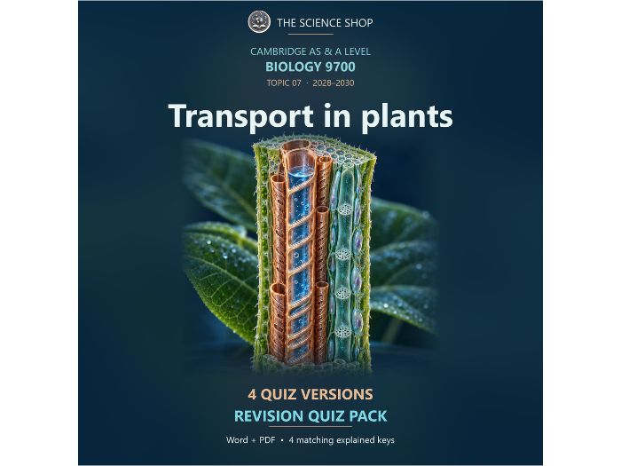Transport in plants | Cambridge AS Biology 9700 | 4 Revision Quizzes