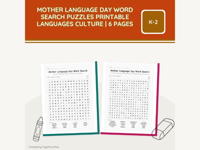 Mother Language Day Word Search | 6 pp