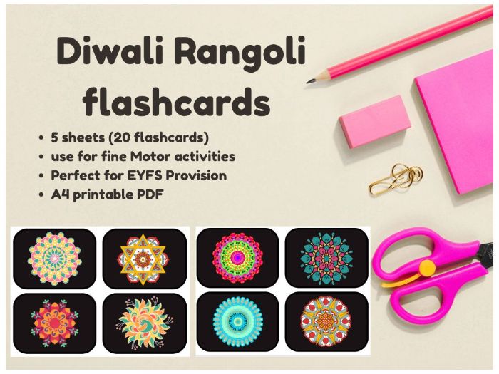 Diwali Rangoli Pattern Flash Cards – Set of 20
