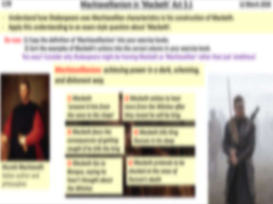 Machiavellianism in Macbeth (Act 3.1 Focus)
