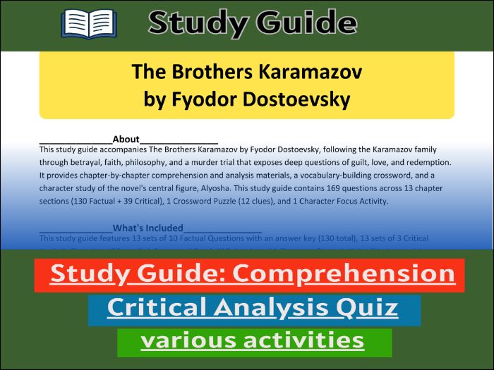 The Brothers Karamazov - Study Guide , Comprehension Test