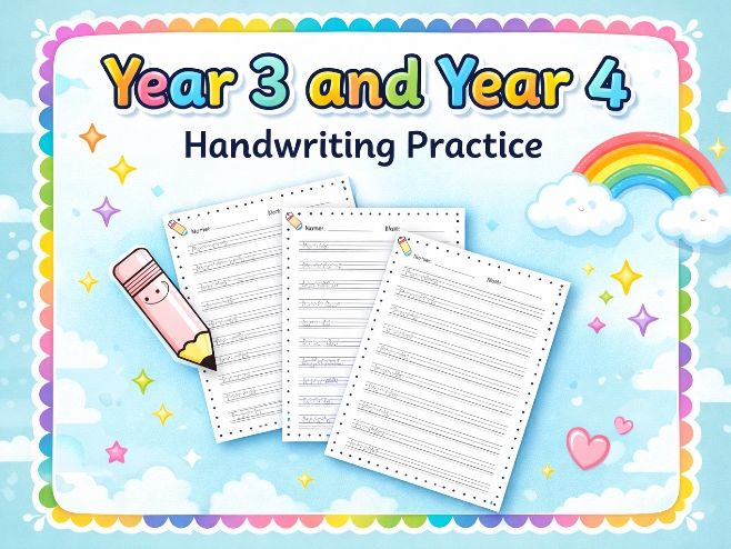 Y3 and Y4 Handwriting Practice Book LKS2 statutory spellings
