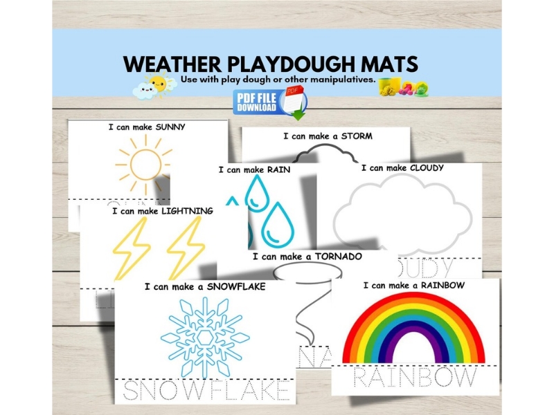 Weather Play Dough Mats | EYFS & KS1 Fine Motor Activities | Weather Vocabulary