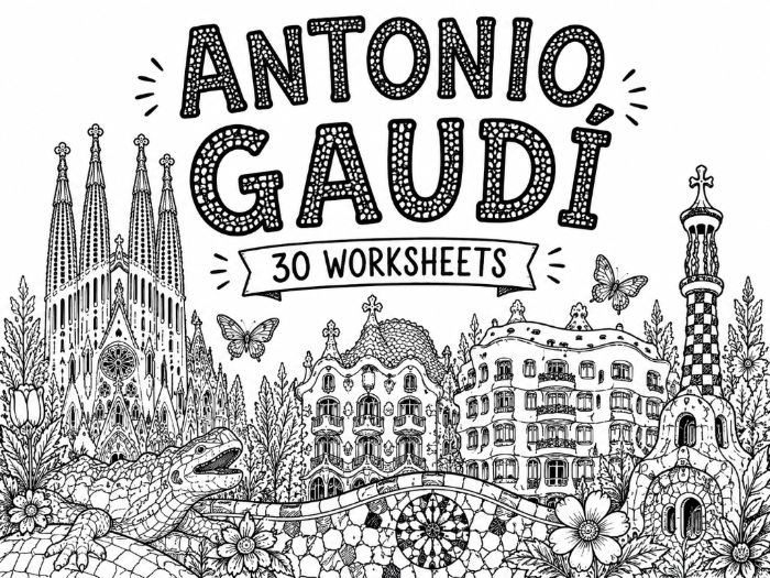 Antonio Gaudí Art Worksheets | 30 Creative Architecture & Mosaic Drawing Activities | KS2 KS3 Art Co