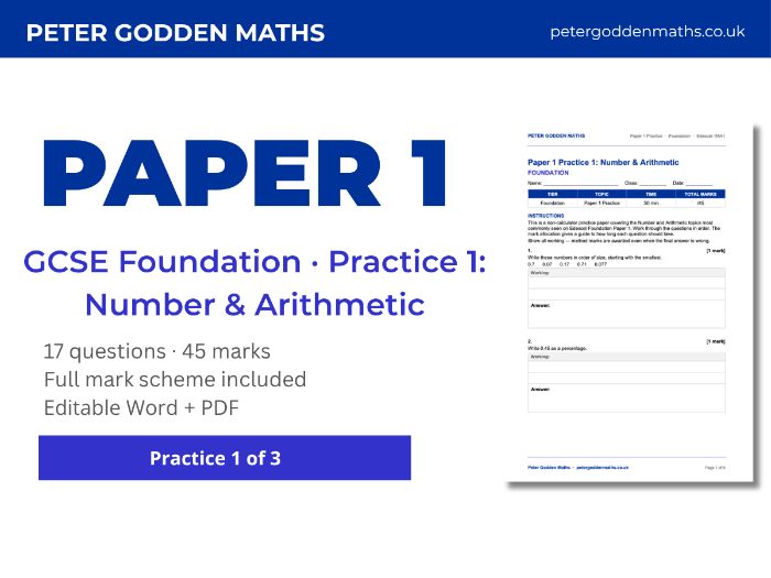 GCSE Maths Foundation Paper 1 Practice — Number & Arithmetic (Edexcel 1MA1)