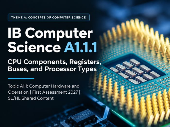 IB Computer Science A1.1.1 - CPU Components, Registers, Buses & Processor Types