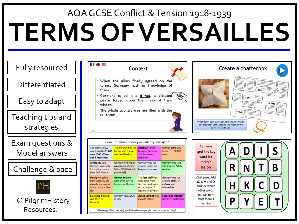 AQA GCSE Conflict & Tension: Treaty of Versailles 1919 - Why did Germans hate it?