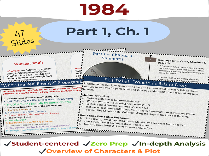 1984 Nineteen Eighty-Four Part 1 Chapter 1 PPT Summary and Analysis