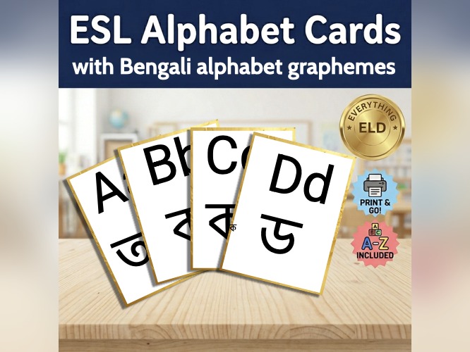 Bengali-English EAL Alphabet Letter Cards
