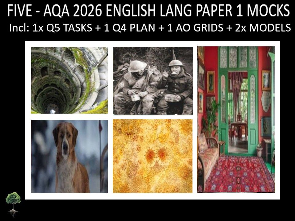 FIVE - AQA PAPER 1 | 2026 FULL MOCKS | Q5 TASKS | Q4 PLAN |AO GRIDS | MODELS