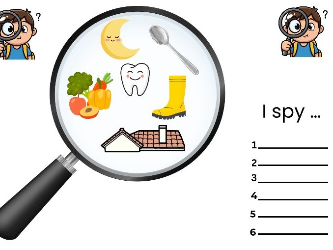 I Spy Long OO Phonics Worksheet – Say and Write the Words