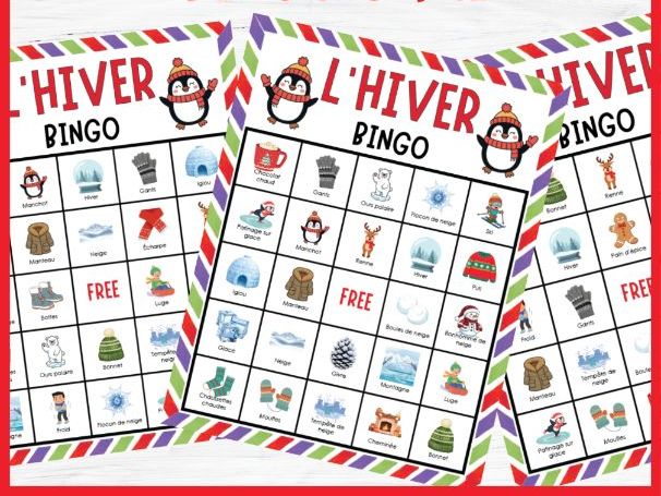 No Prep french winter bingo L'hiver Holiday Vocabulary Game Activities