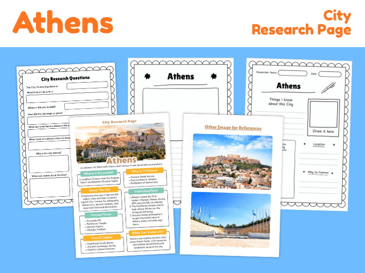Athens City Research Project | Geography, History & Culture Worksheets