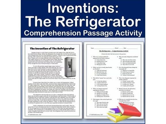 Inventions: The Refrigerator - Reading Comp Passage & Activity | Editable