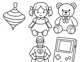 History of Toys colouring sheet