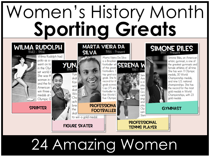 Women's History Month Women in Sport Posters Famous Sporting Heroines