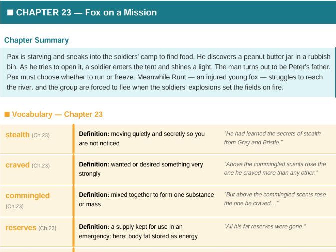 Pax Chapter 23 & 24 Adaptive Teaching Lesson (Year 7)