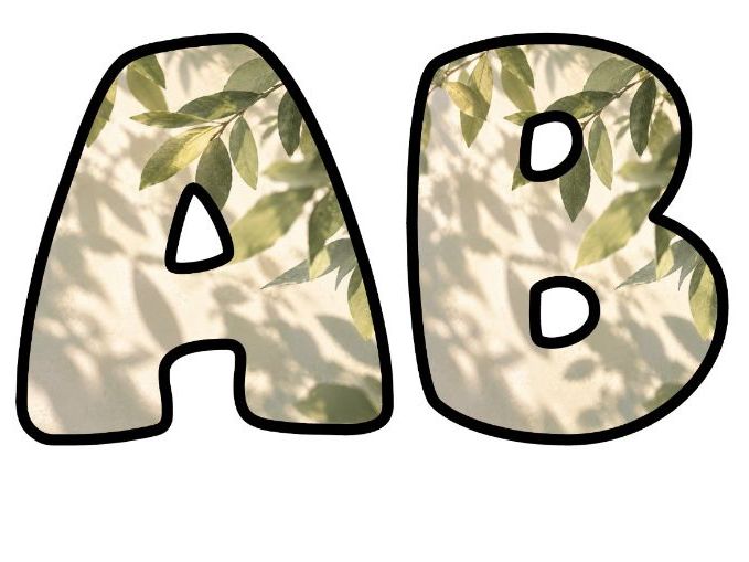 Leaf Shadows Neutral Bubble Letters | Botanical Bulletin Board Letters | Classroom Display Pack