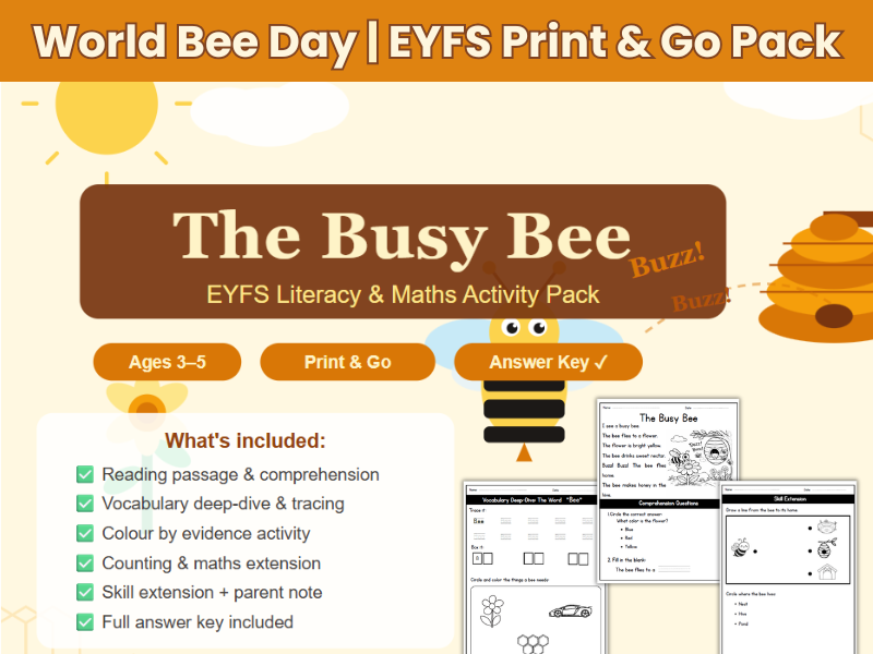 World Bee Day EYFS Literacy & Maths Pack