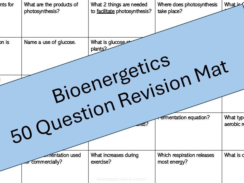 4.4 Bioenergetics GCSE Q&A Worksheet Biology 8461 & Trilogy 8464