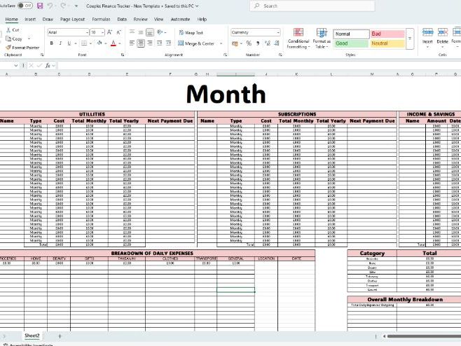 Couples Finance Tracker Template