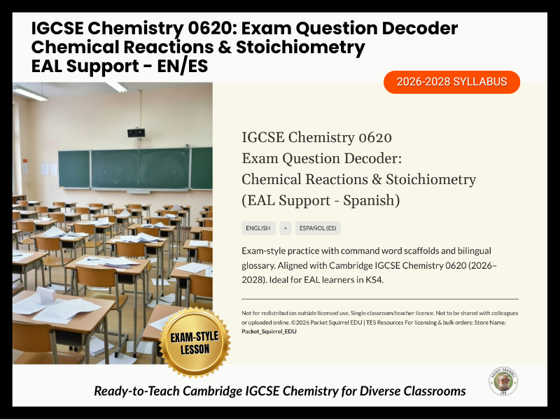 IGCSE 0620 EN/ES Exam Question Decoder EAL Reactions & Stoichiometry