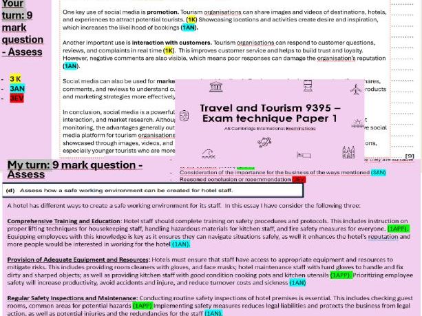 Exam technique papar 1 Travel and Tourism 9395