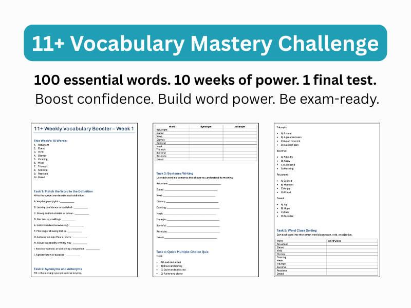 11+ Vocabulary Booster: 10-Week Pack with Final Challenge & Answers