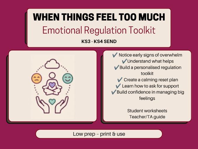 Emotional Regulation Toolkit | SEND Student Worksheet & Reset Plan | ADHD, Autism, SEMH