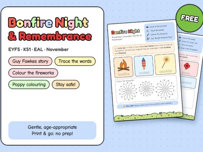 FREE – Bonfire Night & Remembrance | EYFS / KS1 Worksheets