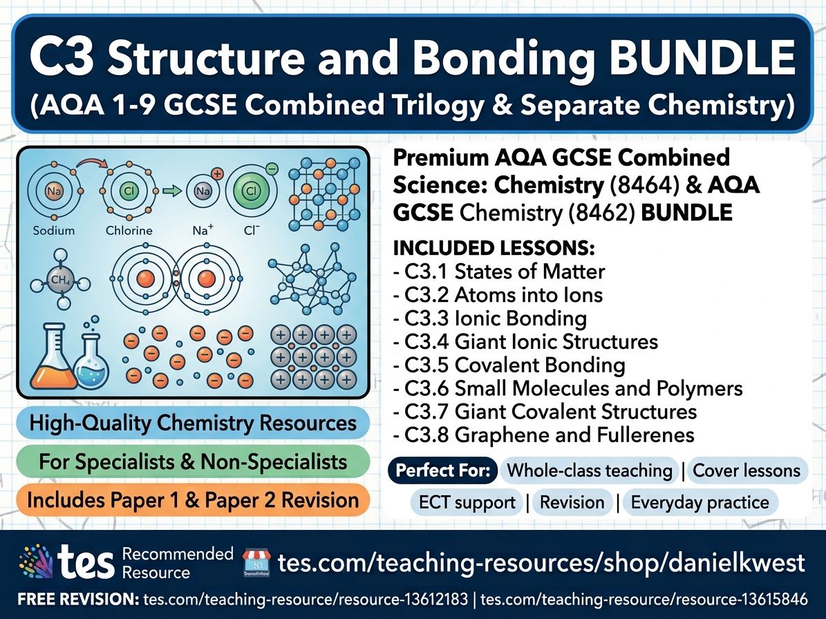 C3 Structure and Bonding BUNDLE (AQA 1-9 GCSE Combined Trilogy & Separate Chemistry)