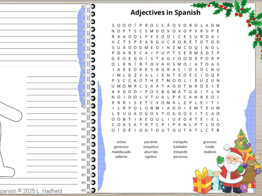 Spanish 12 days of Christmas advent calendar challenge KS3