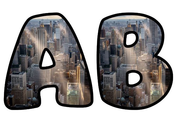 New York City Skyline US Lettering Set | Classroom Display | Upper & Lowercase, 0-9 and Signs