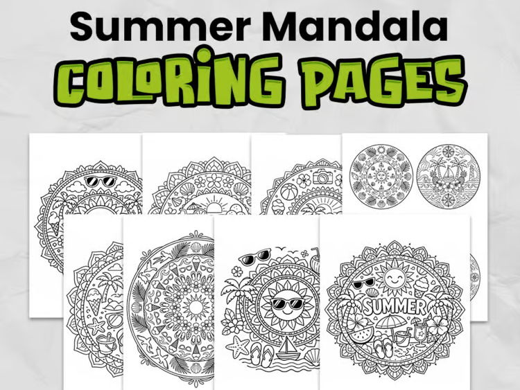Summer Mandala Colouring Pages | End of Term Mindfulness Activity | Primary Printable