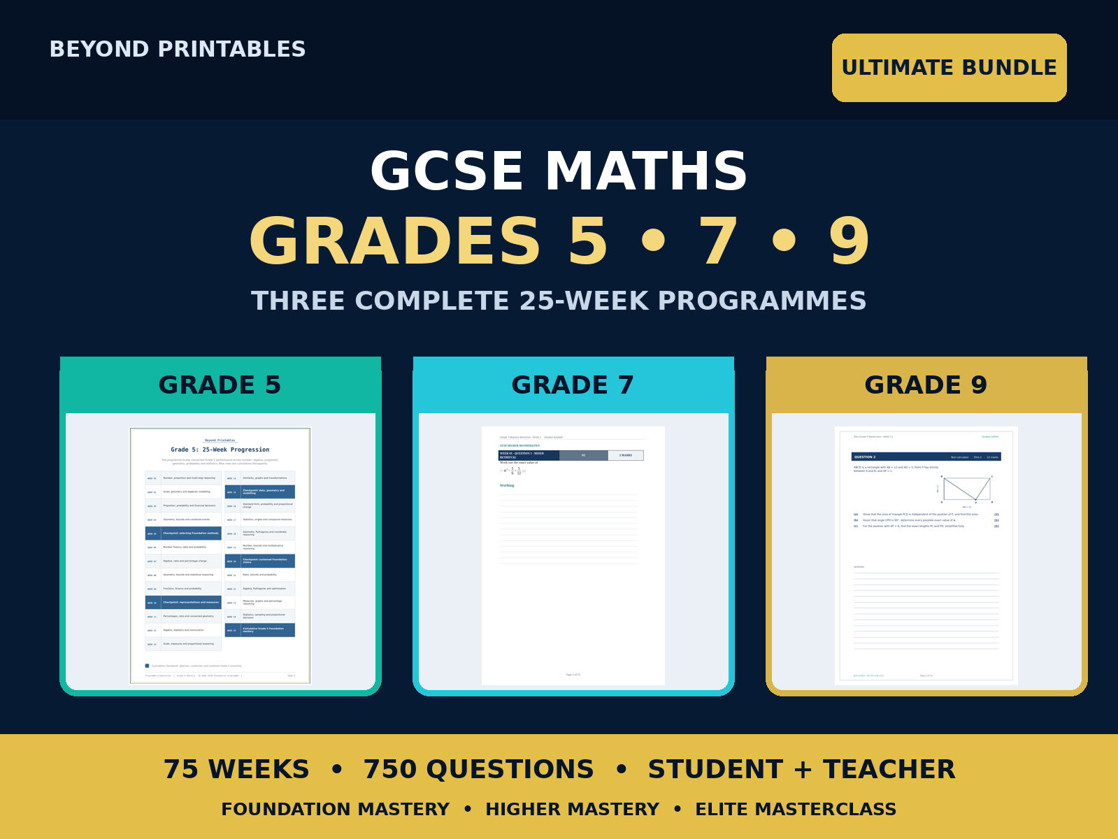 Ultimate GCSE Maths Grades 5, 7 & 9 | Three Complete 25-Week Programmes