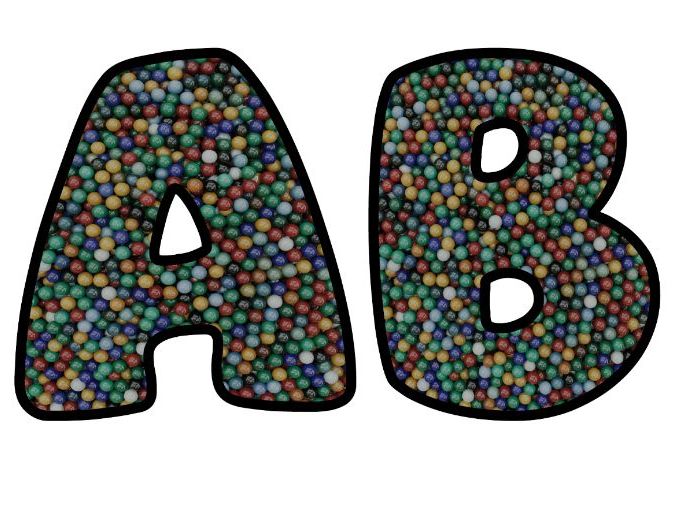 Tiny Colored Balls Classroom Display | Lettering Set | Upper & Lowercase, 0-9 and Signs