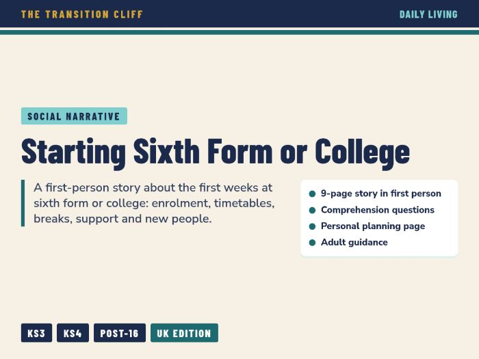 Social Narrative: Starting Sixth Form or College for Young People with SEND (Year 11 to Post-16)