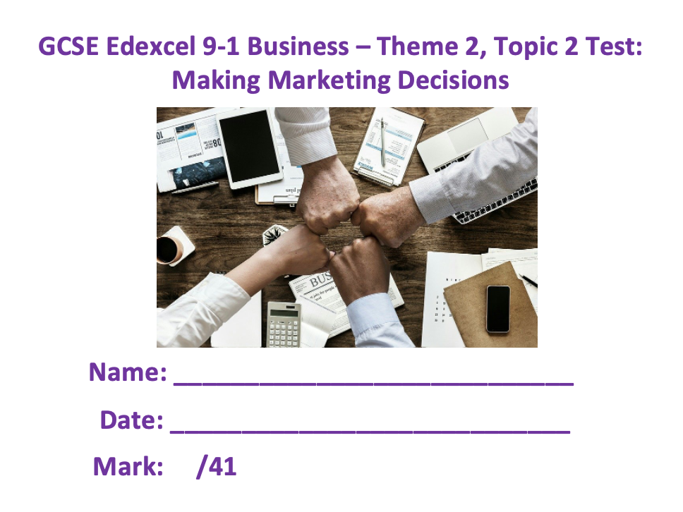 GCSE 91 Business Theme 2 Topic Tests (2.12.5) Teaching Resources