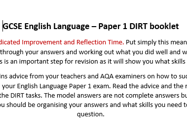 AQA GCSE English Language P1 DIRT/ feedback booklet