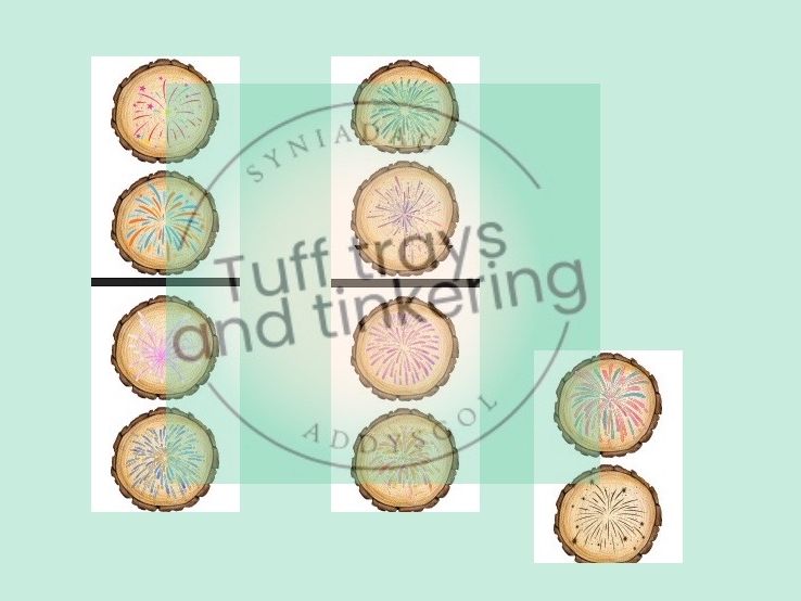 firework bonfire log slices eyfs nursery forest school  curriculum for wales foundation phase fo