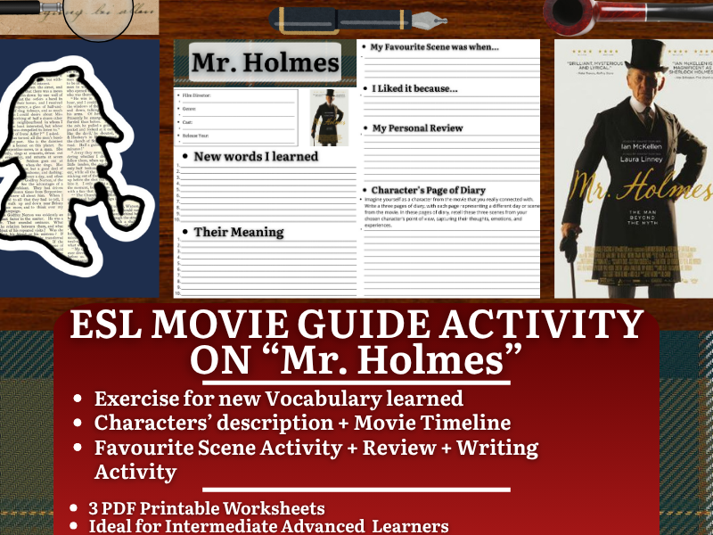 ESL Movie Guide Worksheets on "Mr. Holmes"