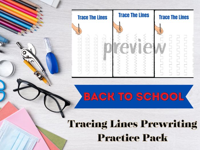 Tracing Lines Prewriting Practice Pack
