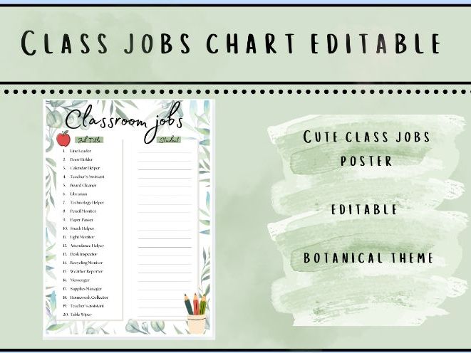 Classroom Jobs Chart | Editable Classroom Helper Display | EYFS KS1 KS2
