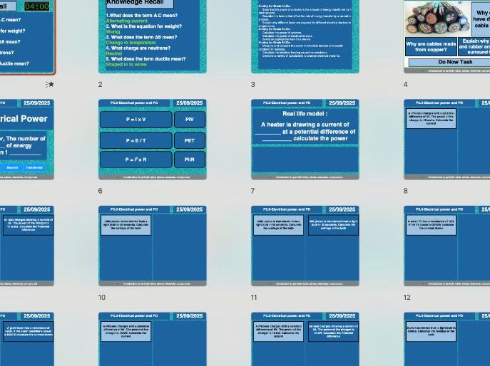 AQA GCSE Physics P5 P5.3-Electrical power and PD | + Free AI Long-Answer Marking