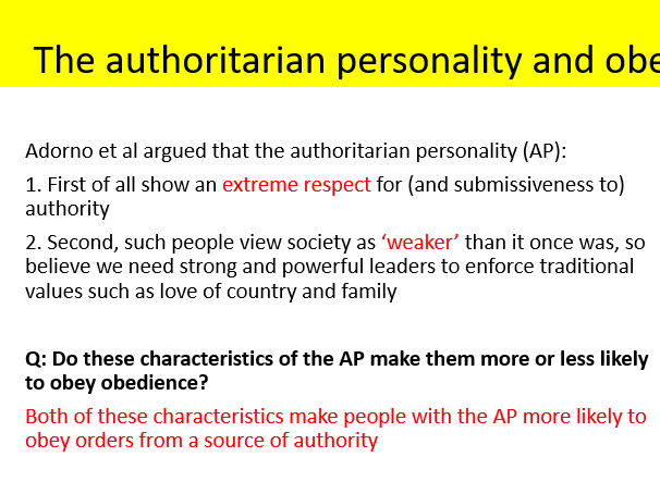 2025 spec AQA Psychology obedience dispositional factors